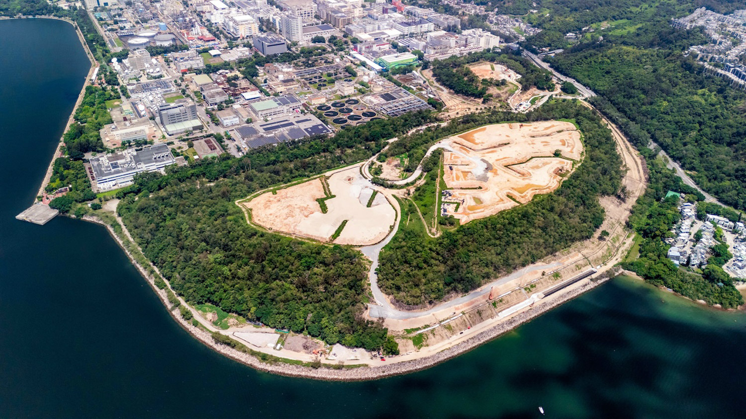 Reinforced slope wall in progress